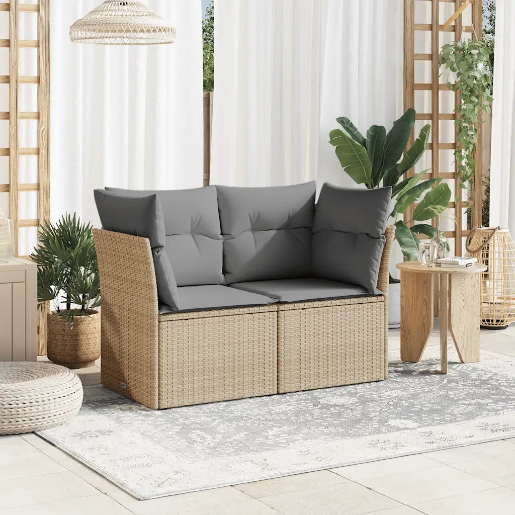 Divano da Giardino con Cuscini a 2 Posti-Sofa da giardino Beige in Polyrattan 169611