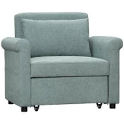 Poltrona Letto Singolo Salvaspazio Reclinabile su 4 Livelli con Seduta Imbottita, 96x84.5x87.5cm, Verde