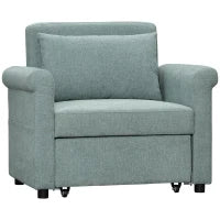 Poltrona Letto Singolo Salvaspazio Reclinabile su 4 Livelli con Seduta Imbottita, 96x84.5x87.5cm, Verde