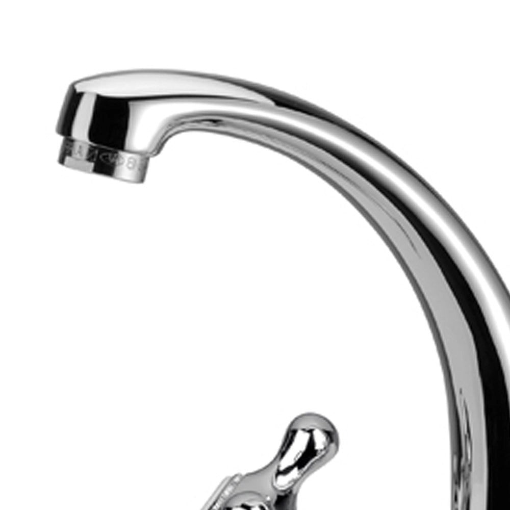 Rubinetto lavabo stile classico liberty con bocca pesante e scarico