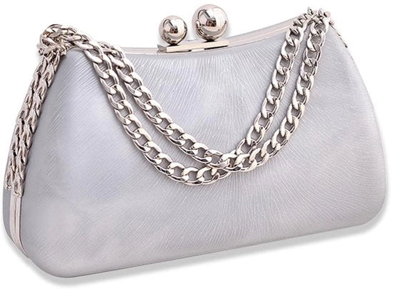 Borsa da sera in marmo elegante per donna con chiusura a catena, poltrina in pelle, tasca piccola per eventi come matrimoni, feste di compleanno e serate di gala, argento.