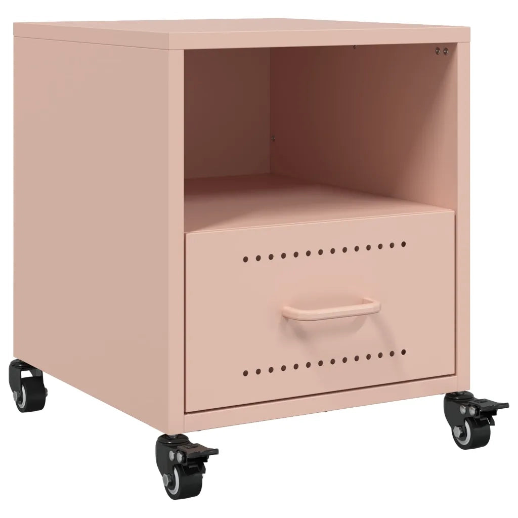 Set di 2 Comodini | Armadio da Notte | Mobiletto da notte Rosa 36x39x43,5 cm in Acciaio