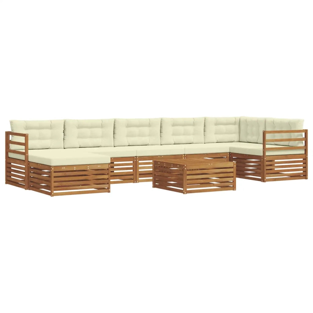 Set di divani da esterno con cuscino 8 pcs Naturale e Crema 3373840