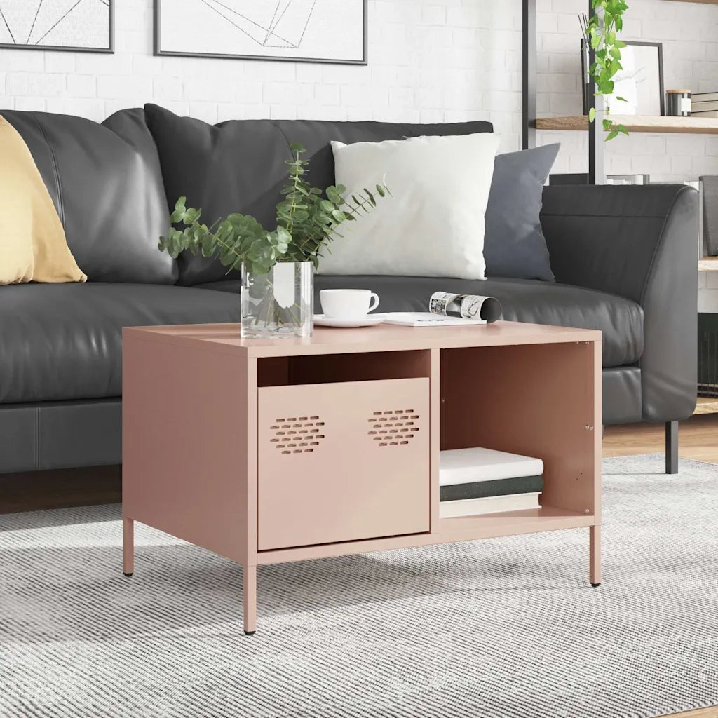 Tavolino Rosa 68,5x50x43,5 cm in Acciaio Laminato a Freddo
