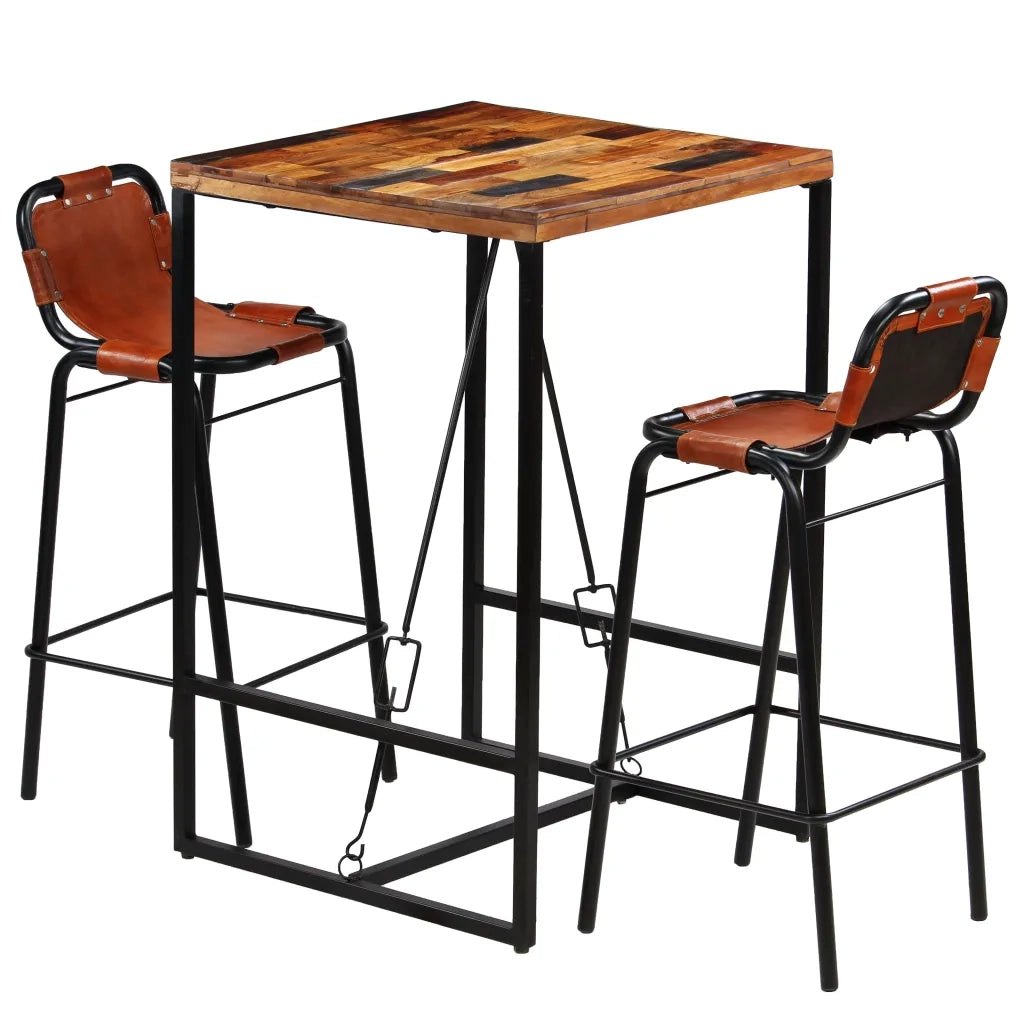 Set da Bar 3 pz in Massello di Recupero e Vera Pelle di Capra 246286