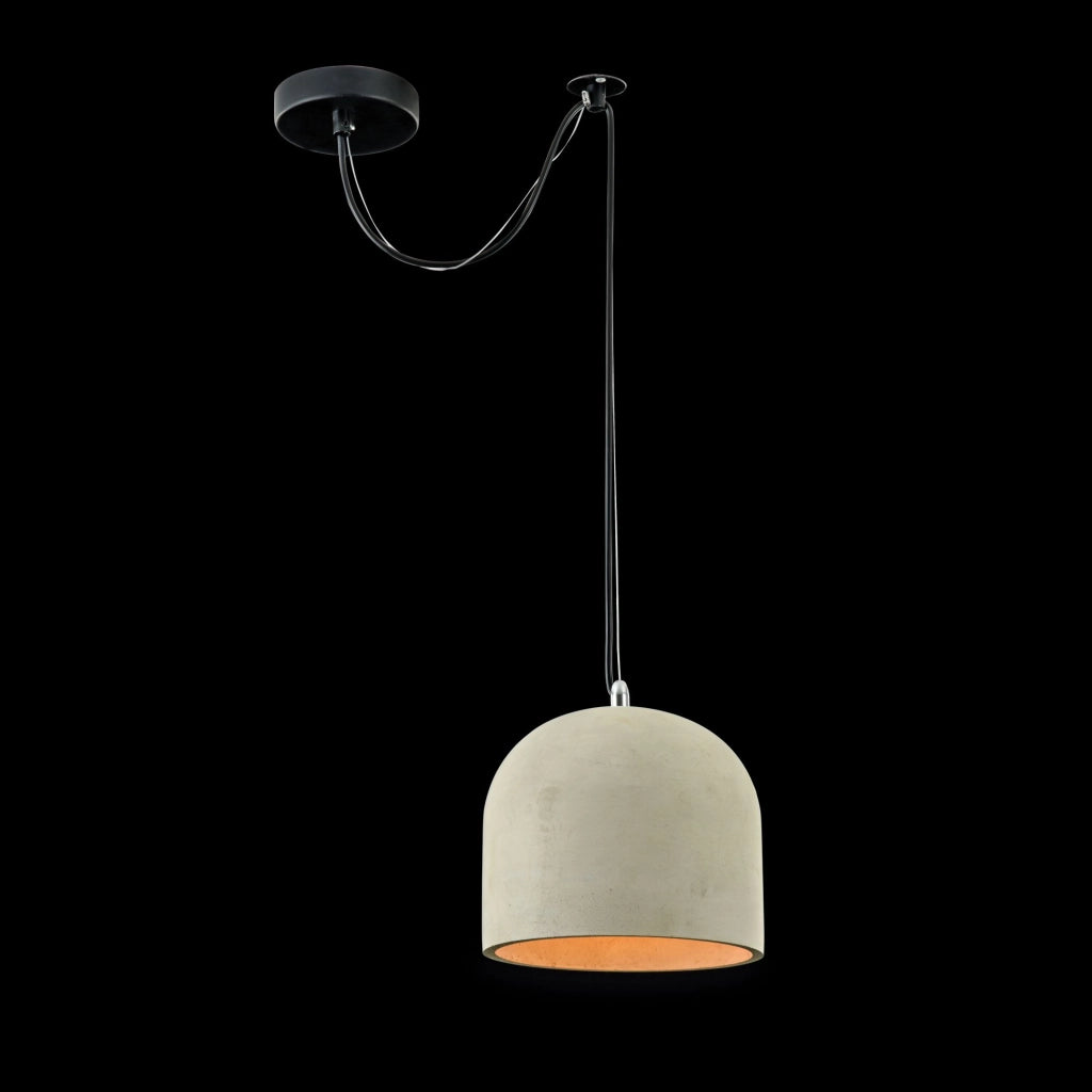 Maytoni Lampadario Industrial Broni 1 luce E27 nero metallo diffusore calcestruzzo grigio