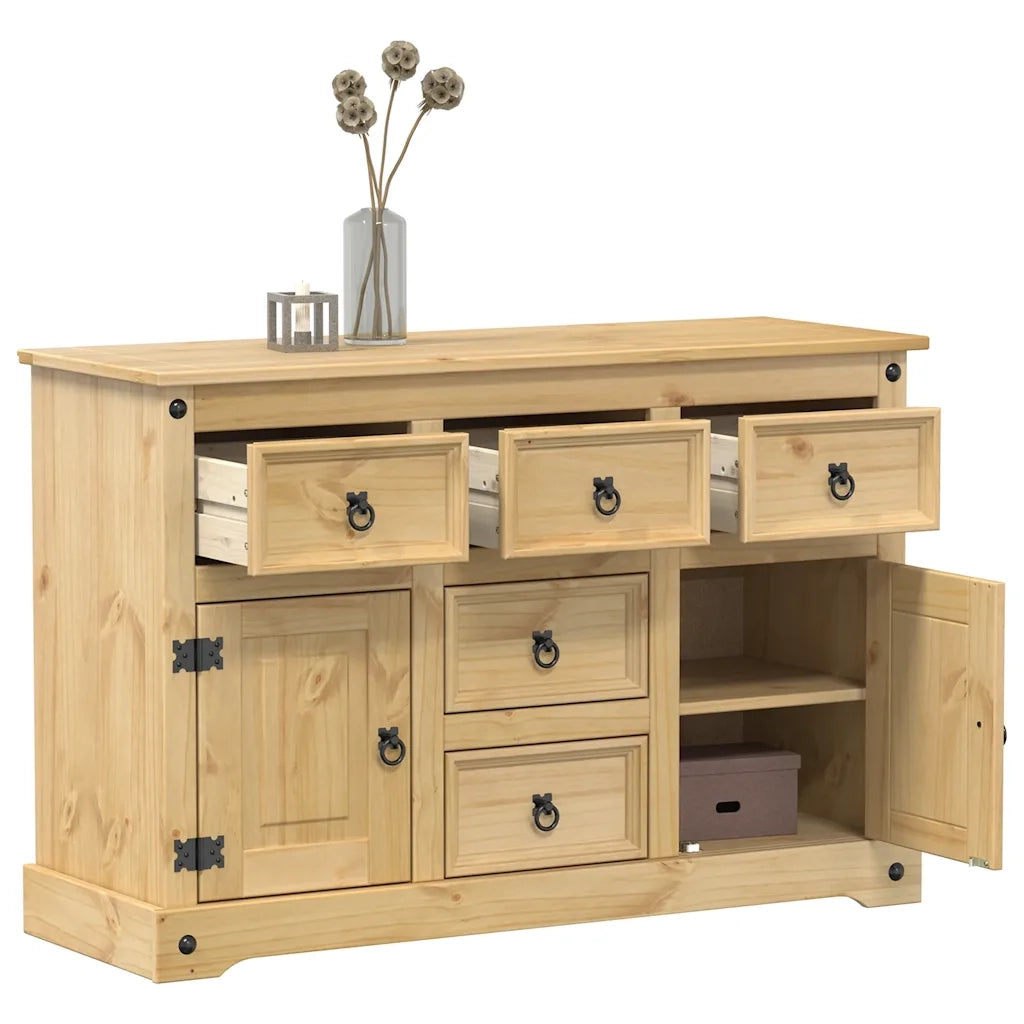 Credenza-Buffet-Armadio da cucina Corona 112x40x75 cm in Legno Massello di Pino