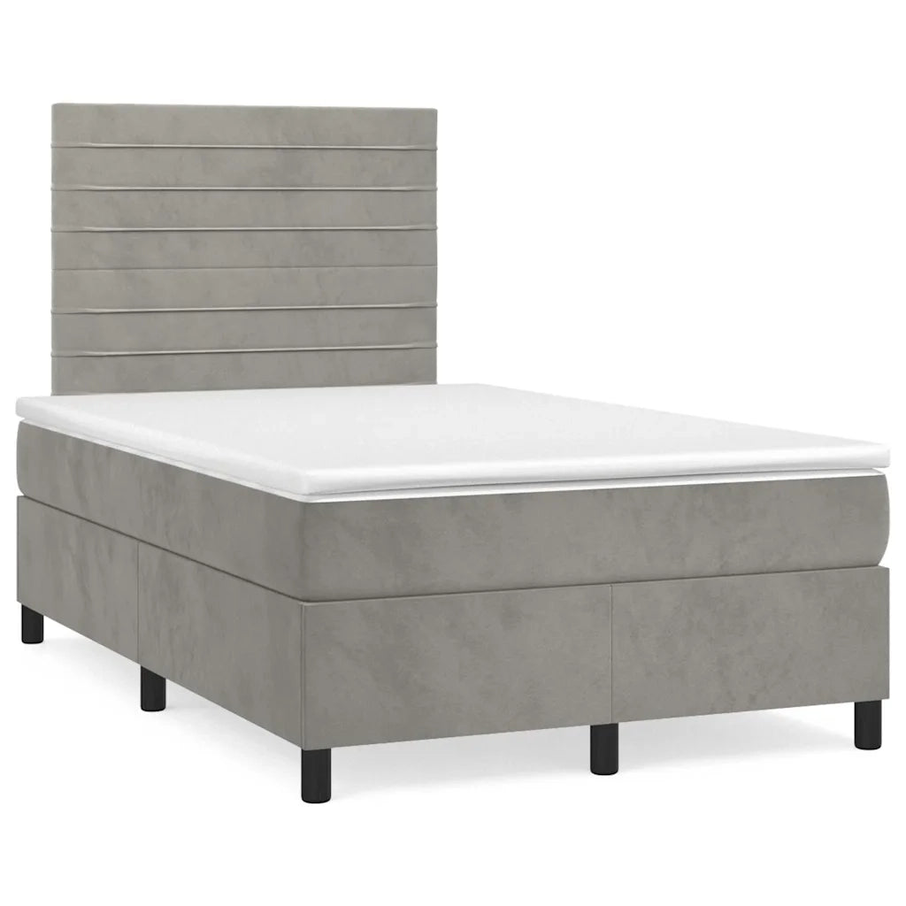 Letto a Molle Materasso e LED Grigio Chiaro 120x190 cm Vellutocod mxl 91732