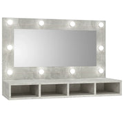 Mobiletto a specchio con illuminazione LED multifunzione 90 x 31,5 x 62 cm illuminazione regolabile design contemporaneo in legno grigio cemento 02_0047961