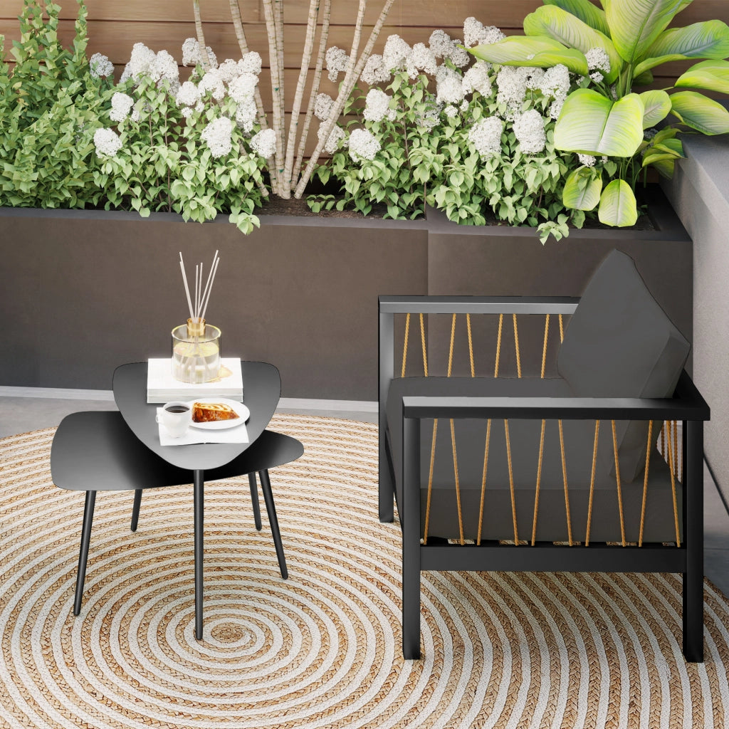 Tavolino da caff¨¨ ¨C zephmum ¨C 2 Pezzi Set Nero Metallo Design Moderno
