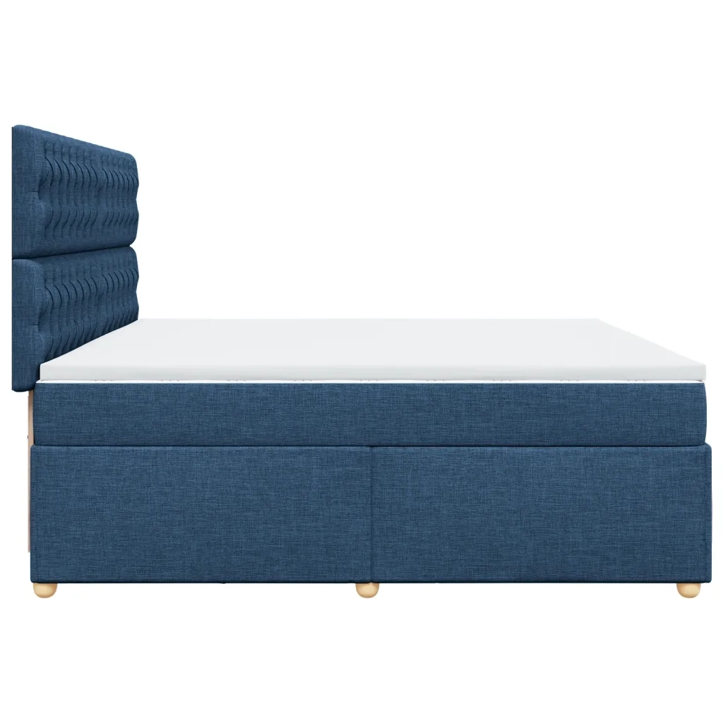 vidaXL Giroletto a Molle con Materasso Blu 200x200 cm in Tessuto