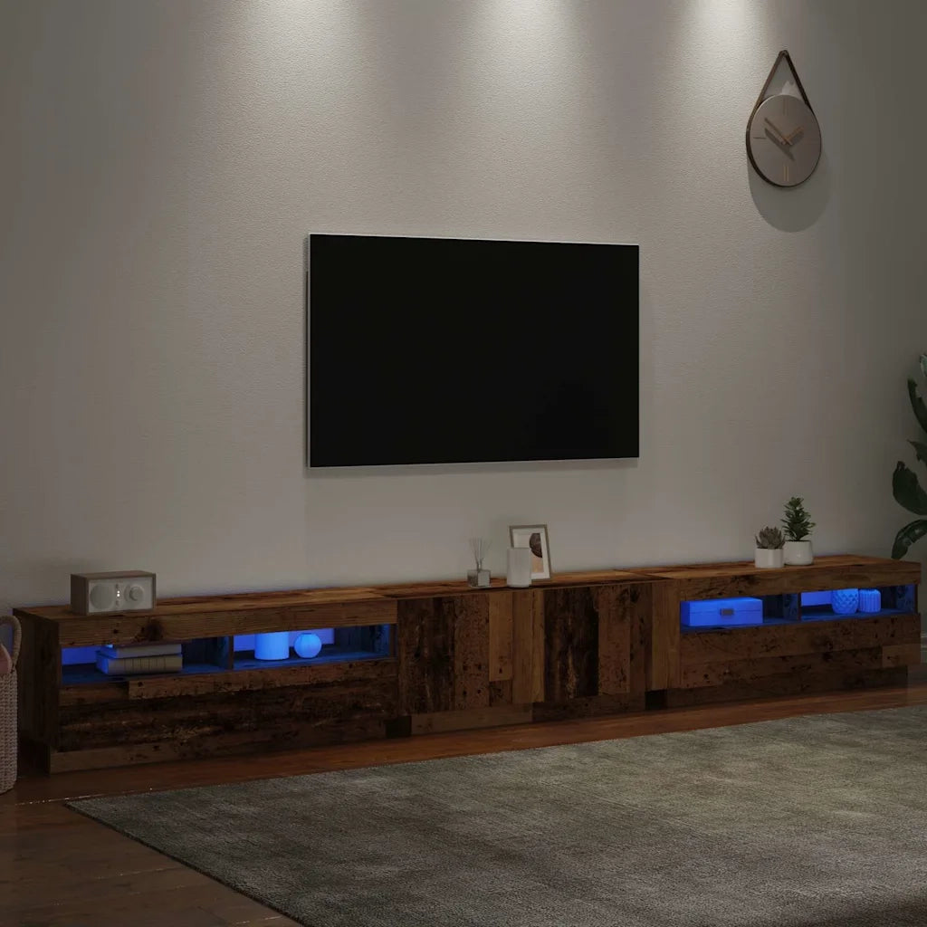 Mobile Porta TV con LED Legno Antico 300x35x40 cm Truciolato 3329169