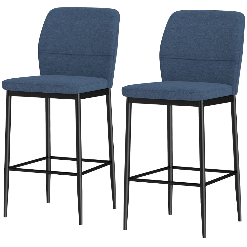Set di 2 sgabelli alti con rivestimento in velluto e gambe in acciaio ¨C zephmum ¨C 41x52x97 cm blu