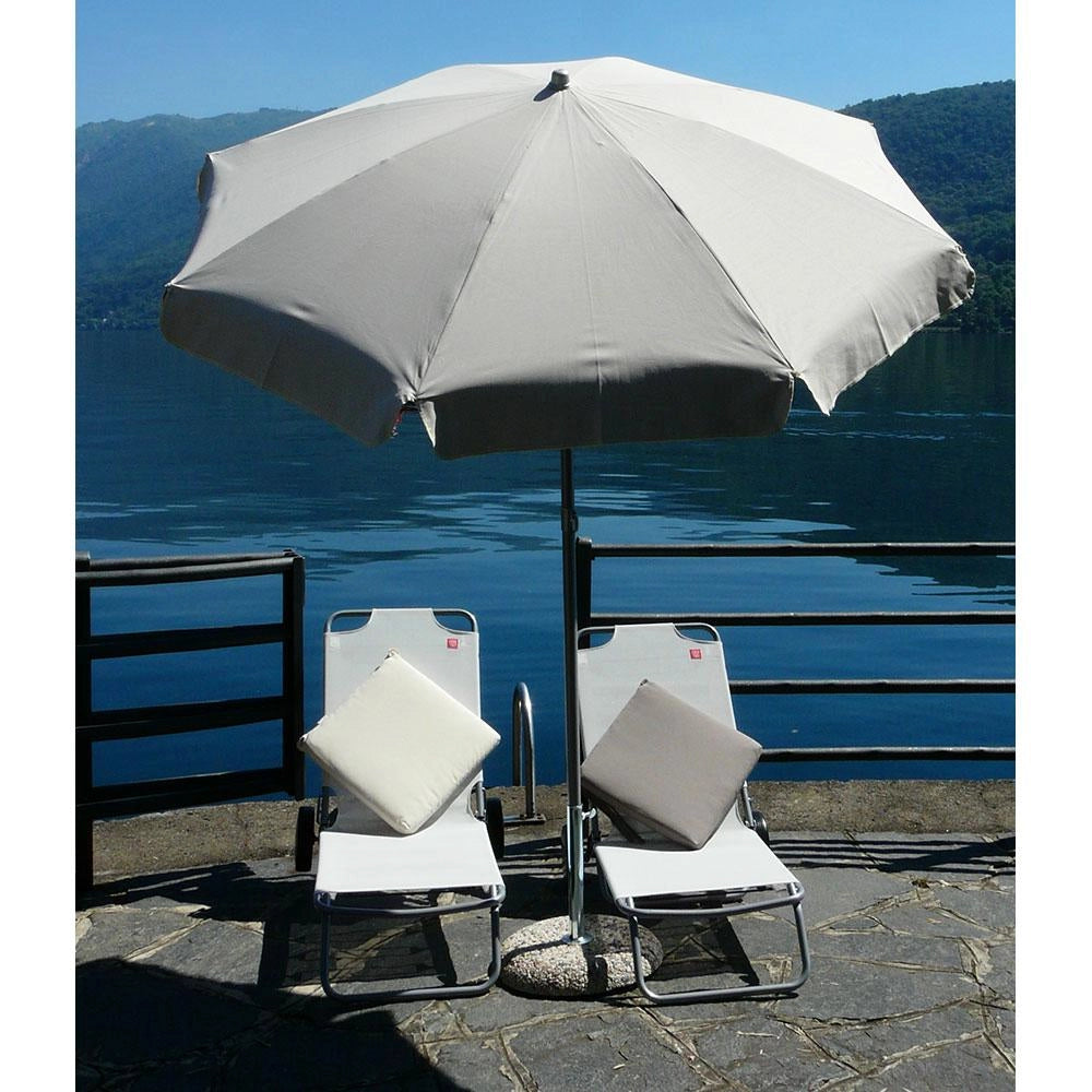 Ombrellone da Giardino Ø2 m Palo Ø33 mm in Acciaio Maffei Venezia Duplex Ecru/Tortora