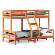 Letto da camera | Letto a Castello 80x200/120x200 cm Marrone Cera Massello Pino