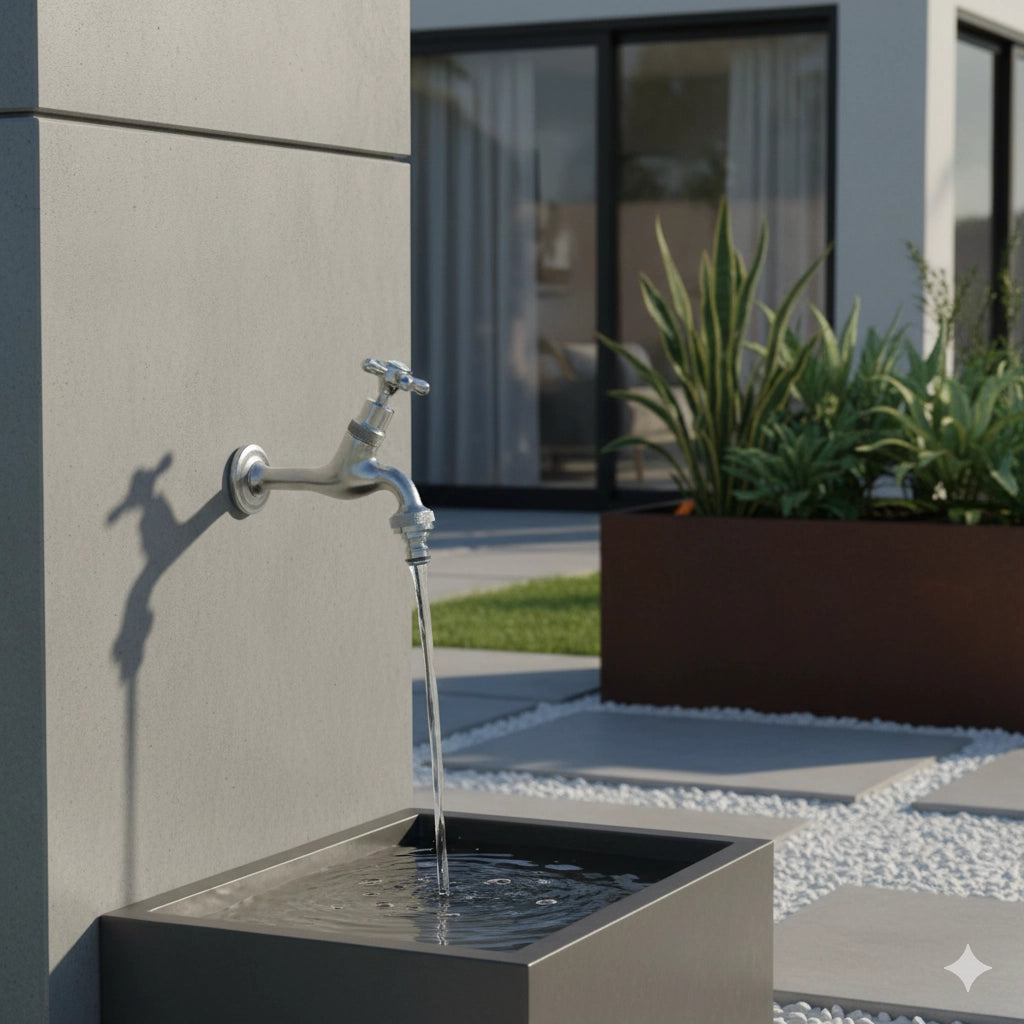 Rubinetto per Fontana da Giardino in Ottone Cromato con Attacco Rapido Morelli Contea