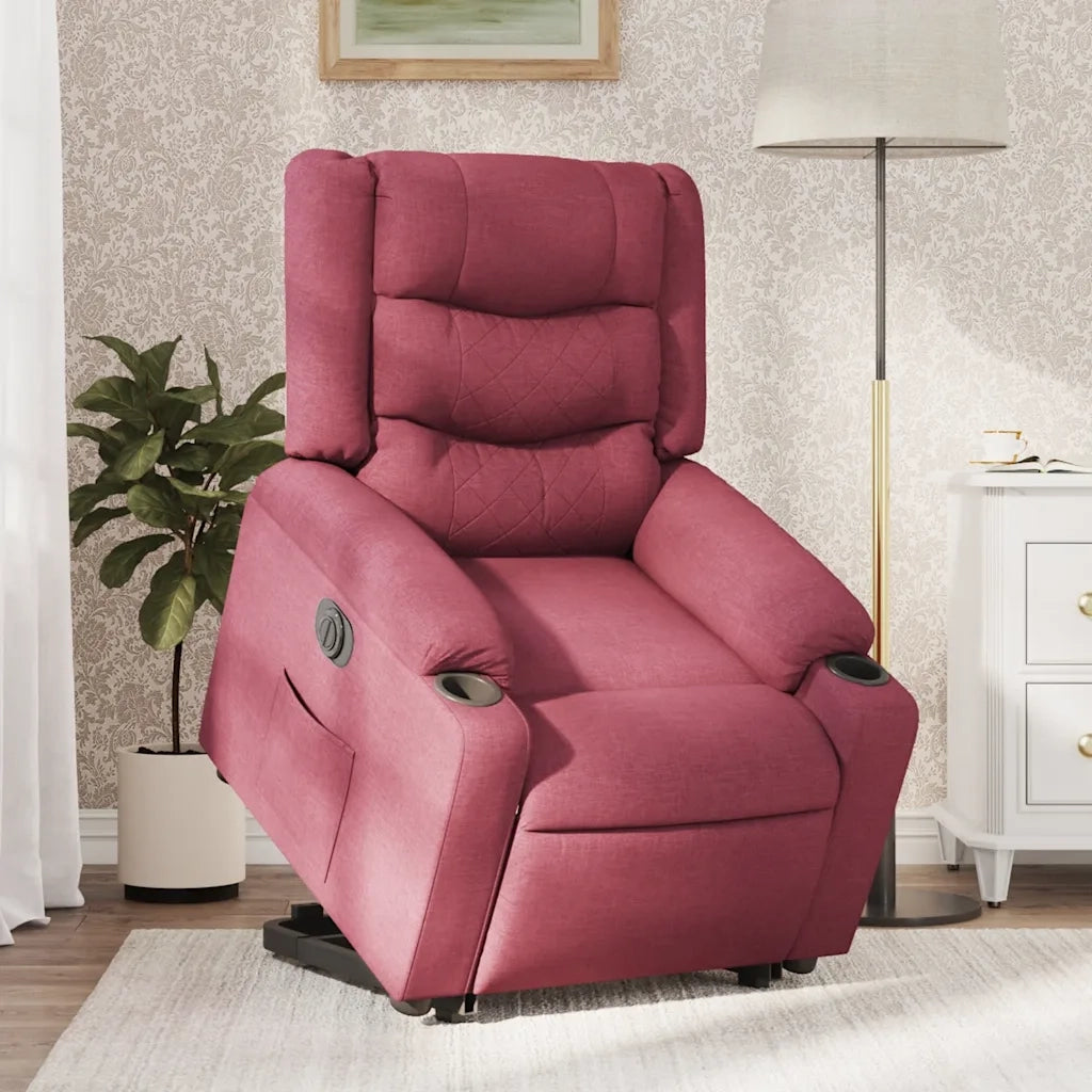 Poltrona Alzapersona Reclinabile Elettrica Rosso Vino Tessuto 3310275