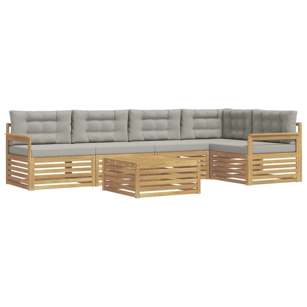 Set di divani da esterno 6 pz Bianco e Grigio Chiaro Poliestere 3390511