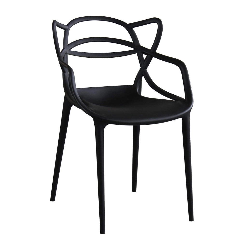 Sedia da Interno di Design in Polipropilene impilabile - LORY Quantità del Set: 2, Colore: Nero