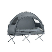 Brandina Pieghevole Campeggio Tenda Da Campeggio Con Materasso E 1 Sacco A Pelo Max Portata 114kg Grigio 193x86x160cm OGS32-HG
