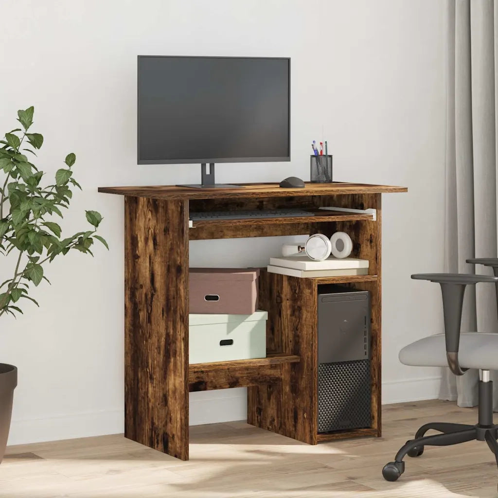 Scrivania Rovere Fumo 80x45x74 cm in Legno Multistrato 815477