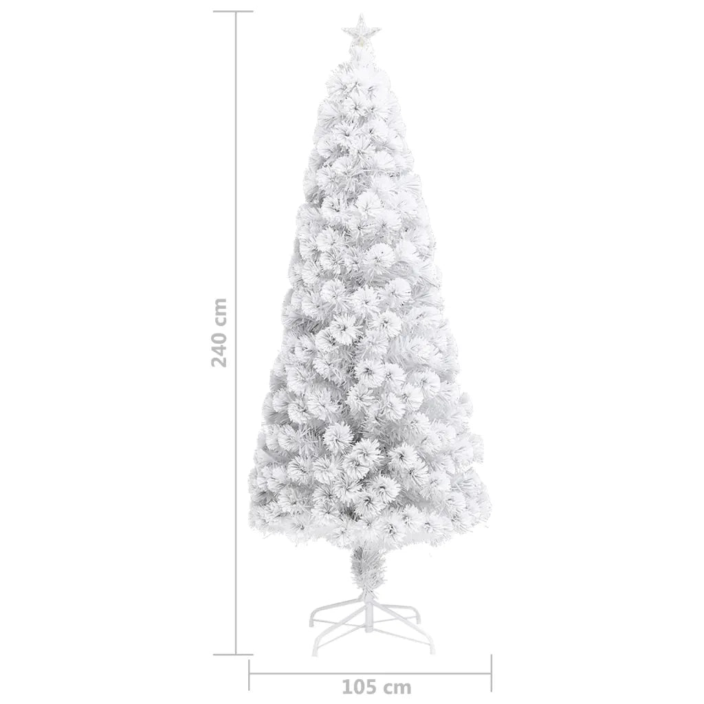 Albero Natale | Decorazioni natalizie Preilluminato Bianco 240 cm in Fibra Ottica