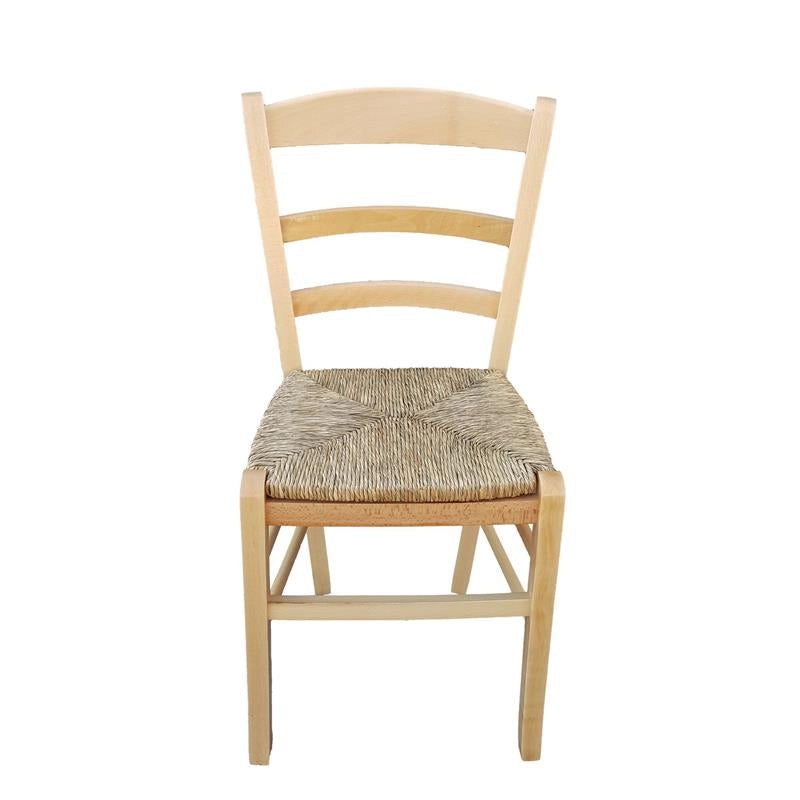 SEDIA IN LEGNO COLORE NATURALE 44×42×87 CM MODELLO PAESANA CON SEDUTA IN PAGLIA NATURALE LACCATA E SCHIENALE ALTO - 2PZ