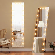 Specchio intero 150x40 cm con LED RGB, 21 lampadine, touch e memoria, vetro temperato