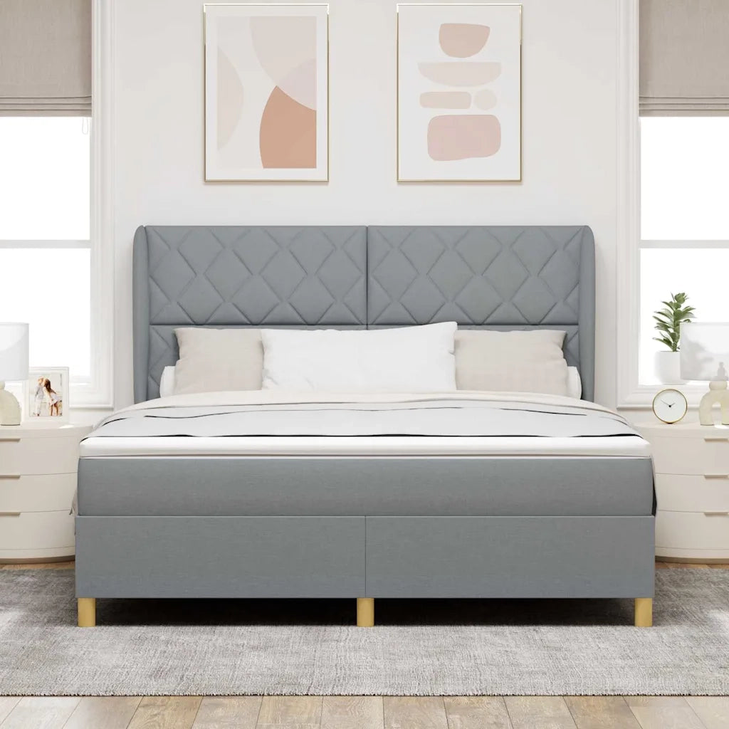 Letto a molle con testiera Grigio chiaro 200 x 180 cm Tessuto 3340830