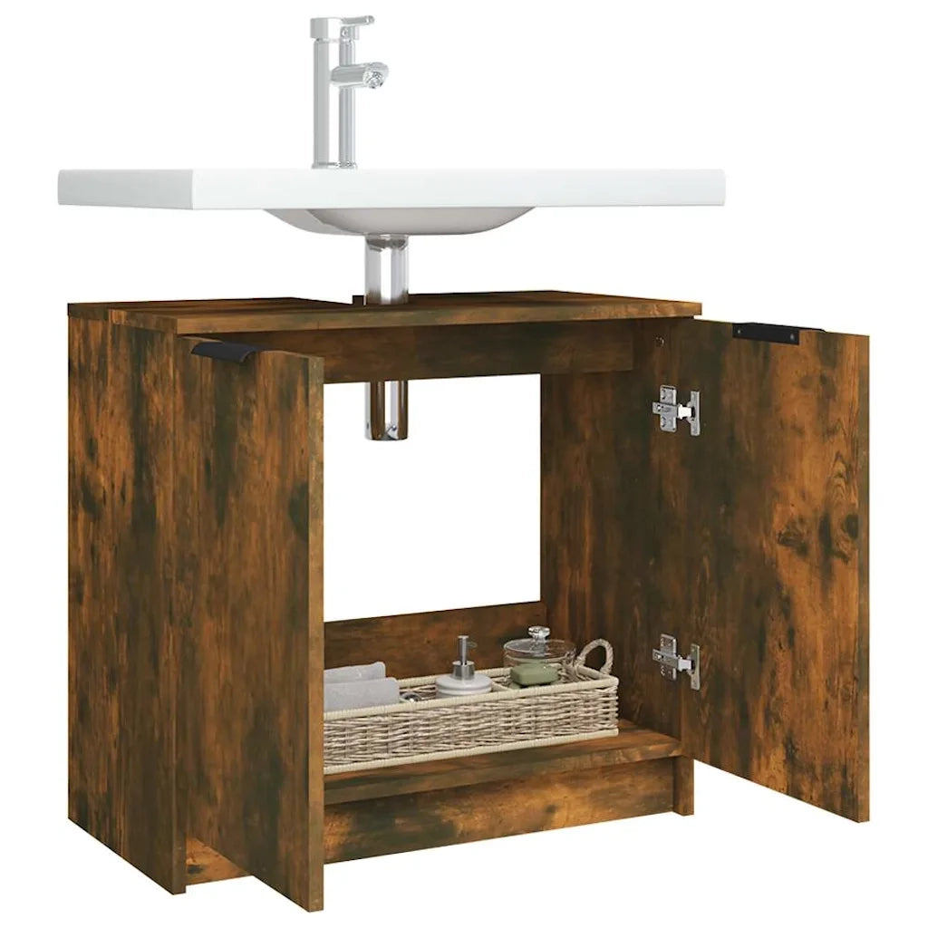 Armadietto Bagno Rovere Fumo 64,5x33,5x59 cm Legno Multistrato cod mxl 45155