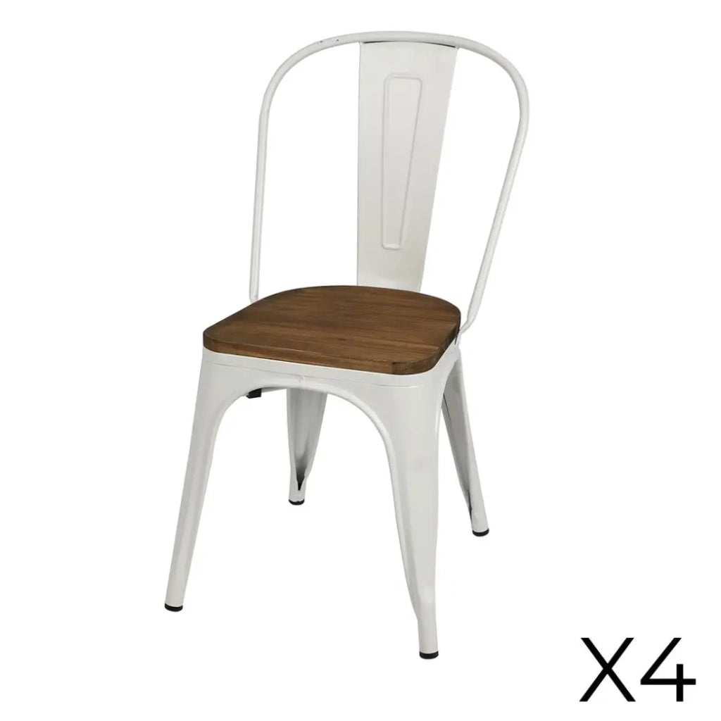 Set di 4 sedie in metallo bianco stile industriale. Collezione FACTORY.