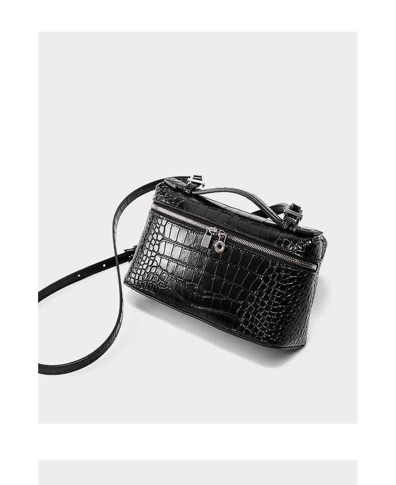 Borsa a tracolla piccola da donna per cellulare, in vera pelle, mini borsa a mano a tracolla, nera