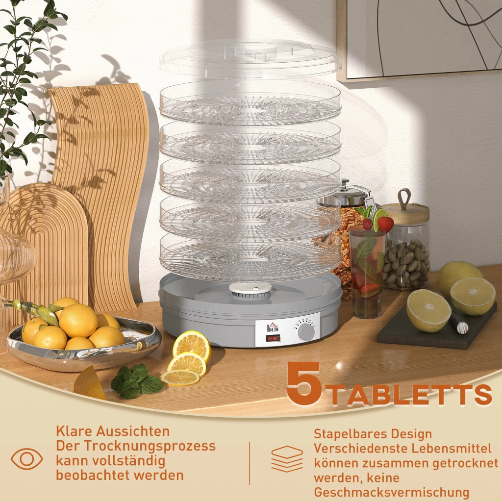 Essiccatore Alimentare 5 Ripiani ¨C zephmum ¨C Grigio 245W