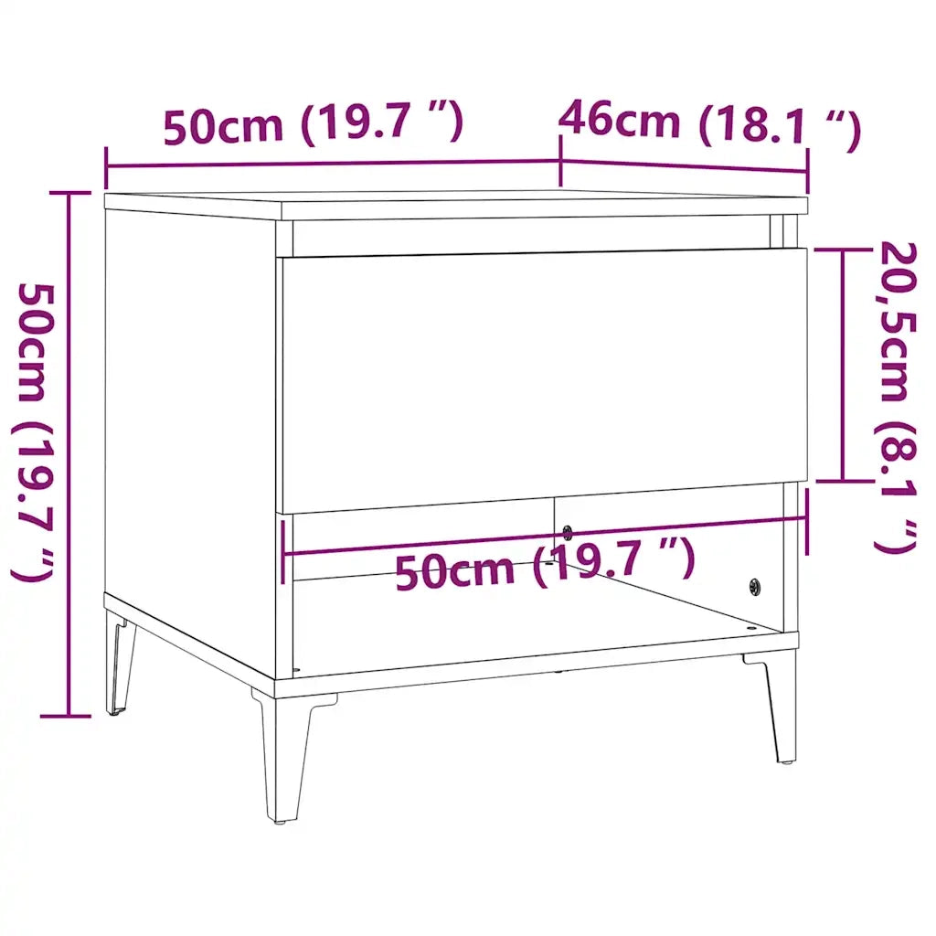 Tavolino | Tavolo laterale Nero 50x46x50 cm in Legno Multistrato
