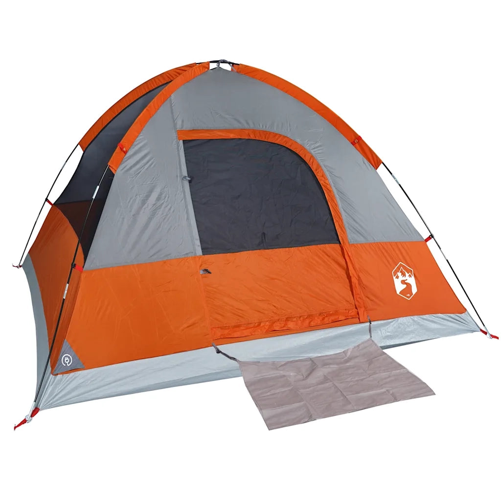 Tenda da Campeggio a Cupola 4 Persone Grigio e Arancione Impermeabile 94701