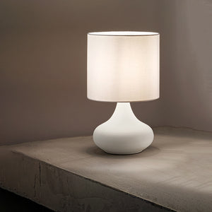 Lampada Da Scrivania Contemporanea Paul Metallo Bianco Tessuto 1 Luce E27