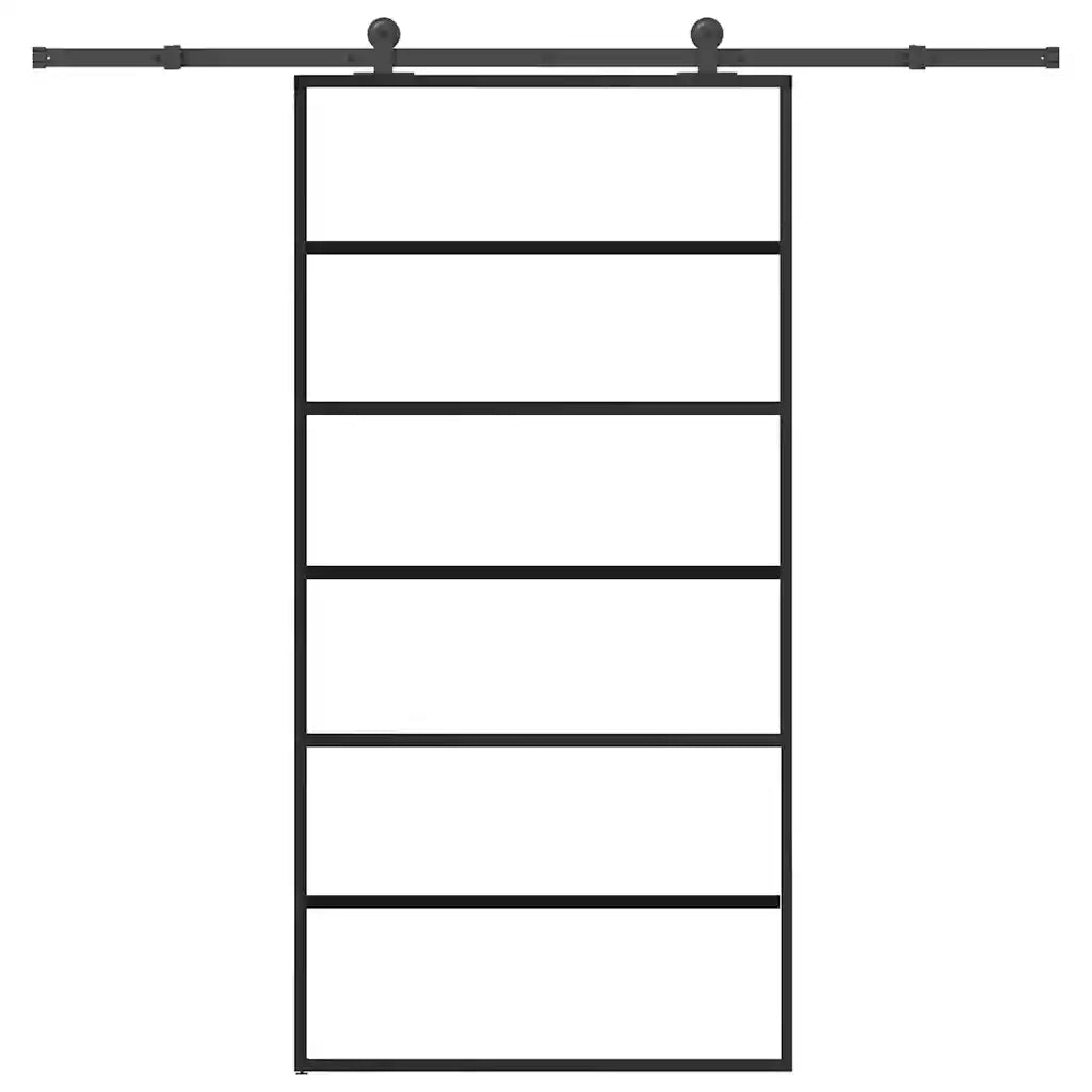 Porta Scorrevole con Ferramenta 102x205 cm Vetro ESG Alluminio