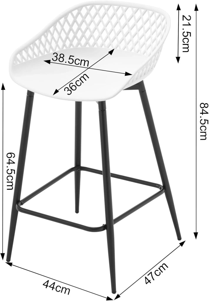 Sgabelli da Bar Set di 4, Sgabelli da Bar per Colazione, Sgabelli da Cucina con Poggiapiedi e Schienale, Sgabelli Alto con Seduta in Plastica, Bianco, BH417ws-4