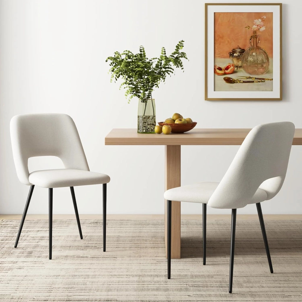 Set di 2 sedie per sala da pranzo, sedie da cucina imbottite, sedie da soggiorno, sedie da pranzo con schienale, sedie imbottite senza braccioli, con gambe in metallo, portata fino a 150