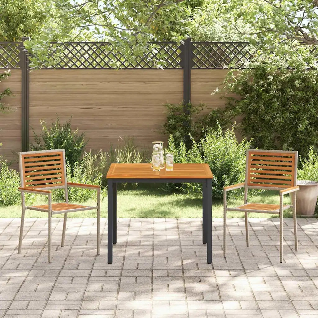 Set da Pranzo per Giardino 3 pcs Beige e Marrone polyrattan