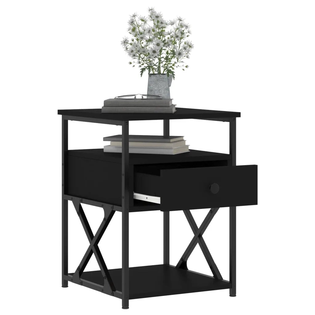 Comodini 2 pz Neri 40x42x55 cm in Legno Multistrato 826074