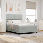 Letto Box Spring con Materasso Grigio Chiaro 140x190 cm in Velluto