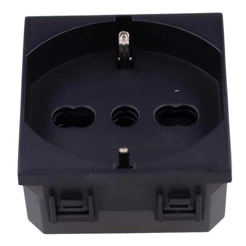 Presa Schuko 2P+T 16A Colore Nero Compatibile Con Bticino Living e Vimar Plana