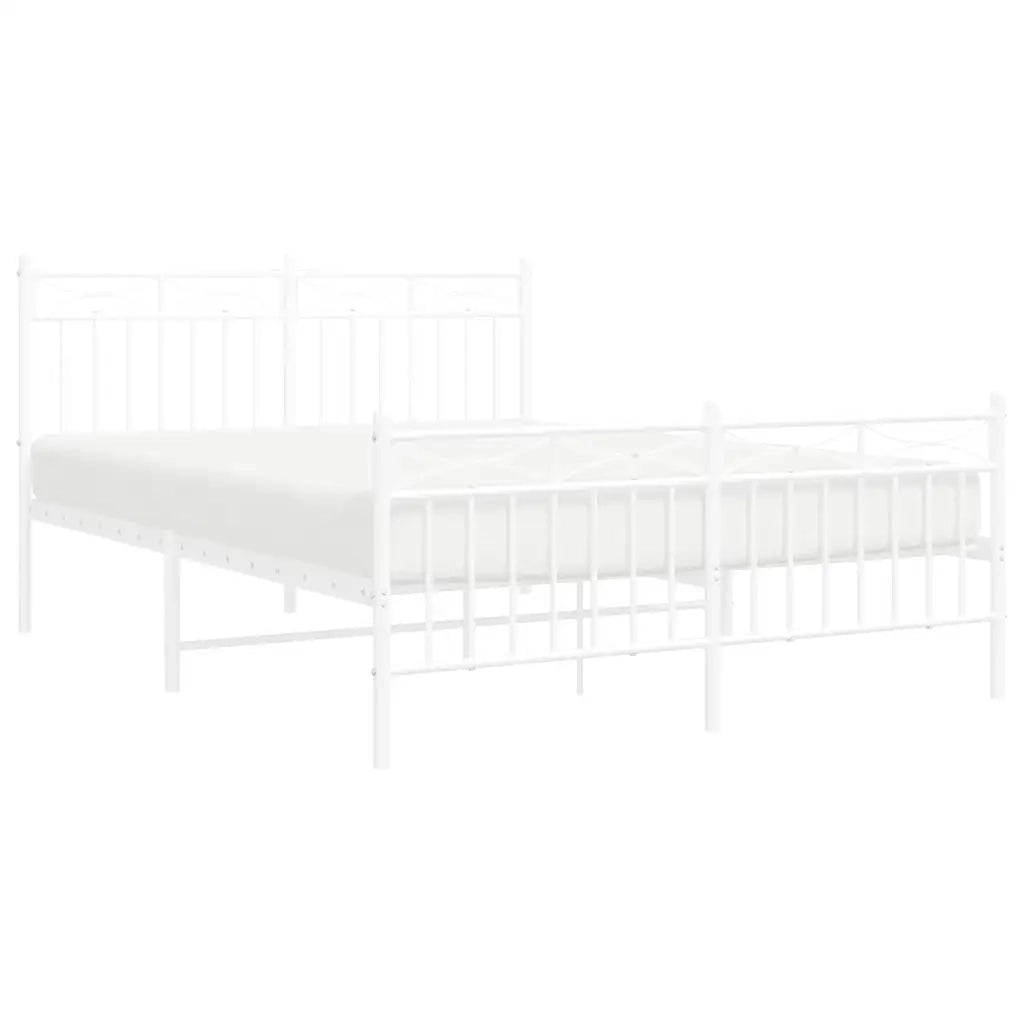 Giroletto con Testiera e Pediera Metallo Bianco 135x190 cm 373757