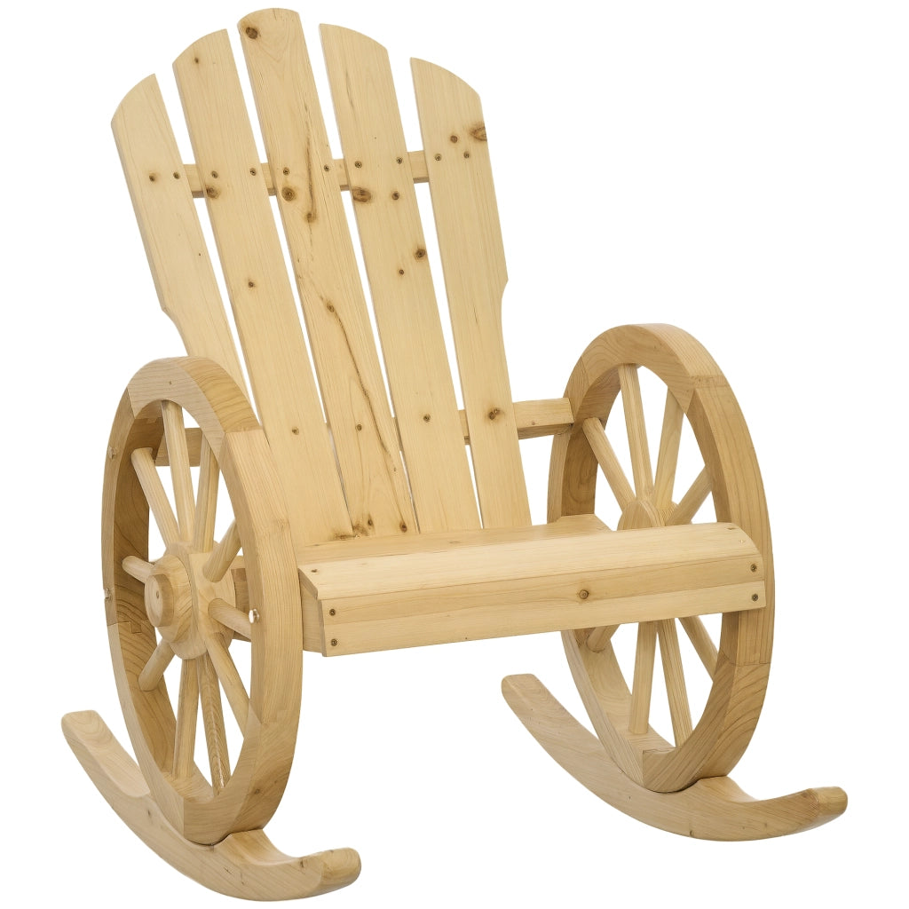Sedia a dondolo in legno ¨C zephmum ¨C design ruota di carro, abete, 68x88x92 cm
