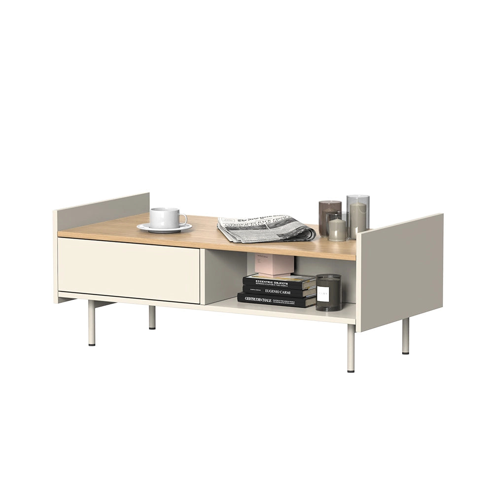 Vicco Tavolino Crema 100 x 50 cm con 2 cassetti