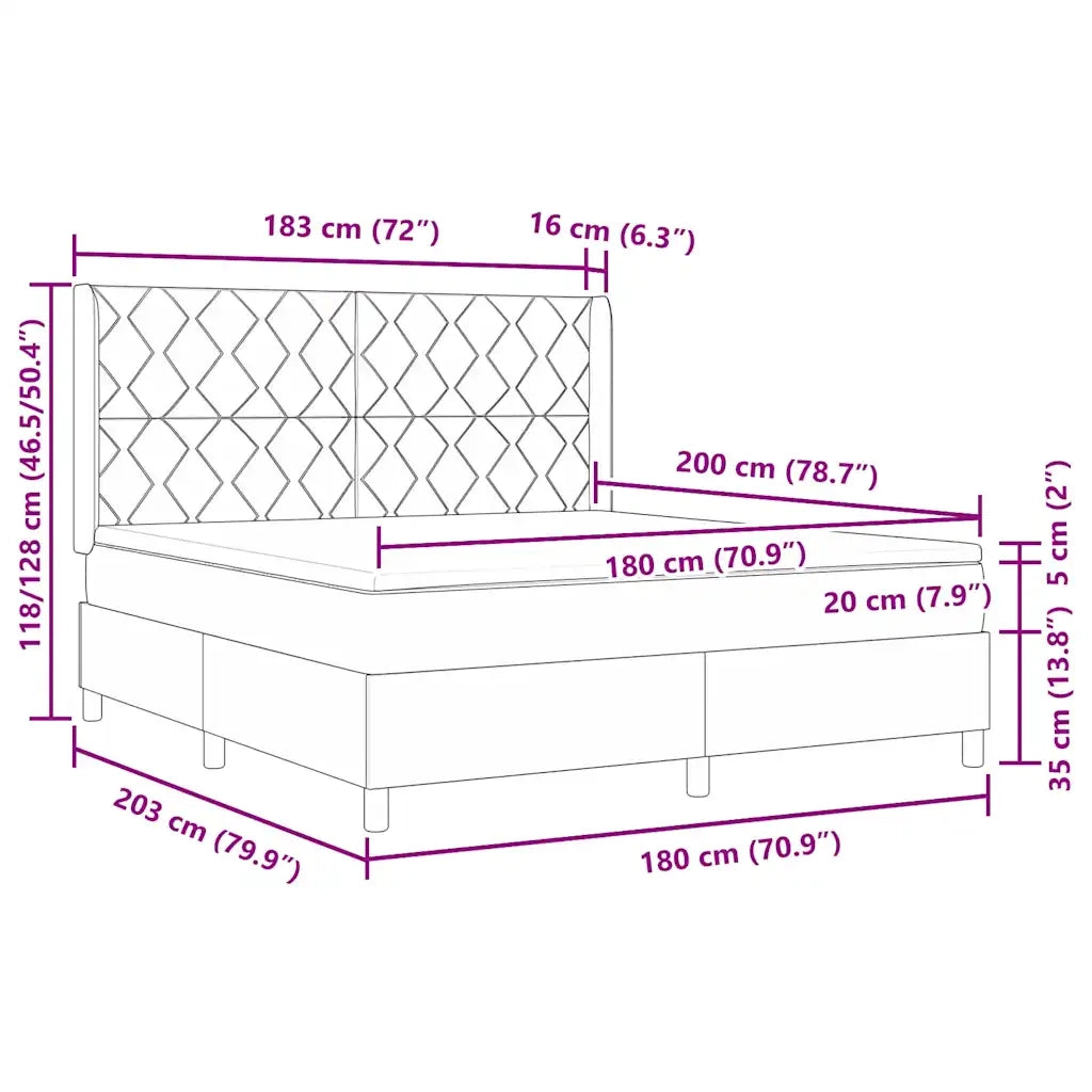 Letto a molle con testiera Blu 180 x 200 cm Tessuto 3341916