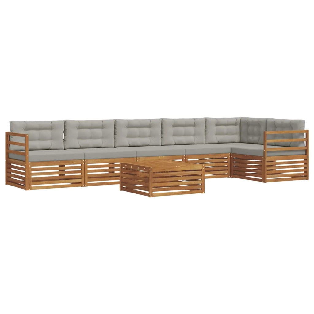 Set di divani da esterno 7 pcs Grigio Naturale e Chiaro