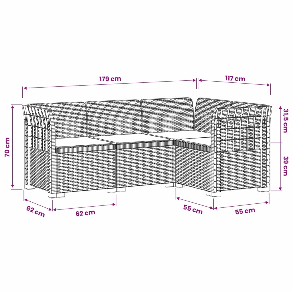 Divano da Giardino 4 Posti con Cuscini Aspetto Rattan PP 3443969