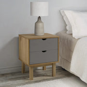 Comodino OTTA Marrone e Grigio 45x39x57 cm in Legno di Pino 348577